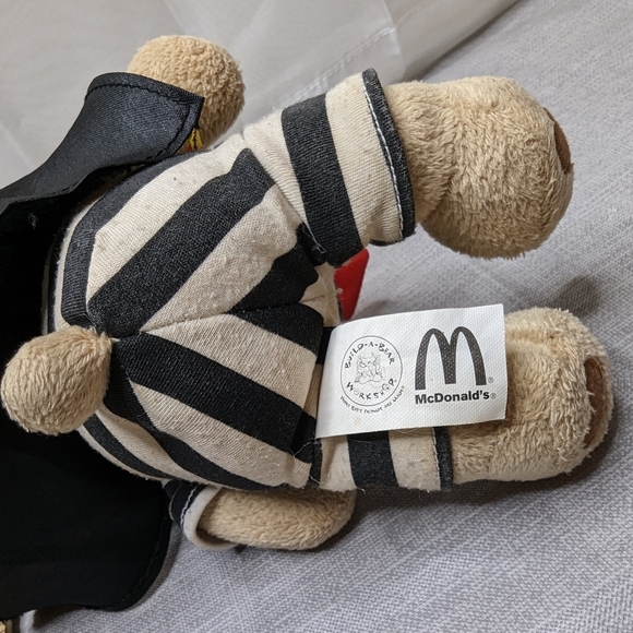 2005 Build A Bear McDonalds Hamburglar Striped Outfit Red Tie Hat Plush Toy 8" - Picture 6 of 11